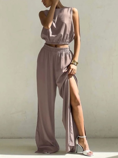 Casual Trousers Slit 2 Piece Co-ord Set