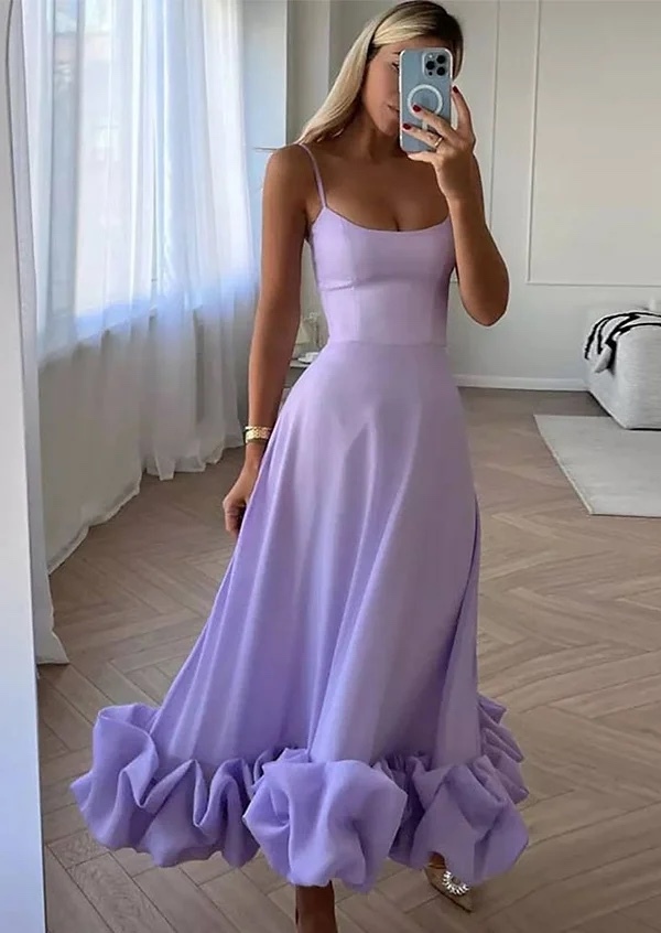 Ruffle Hem Elegant Maxi Dress
