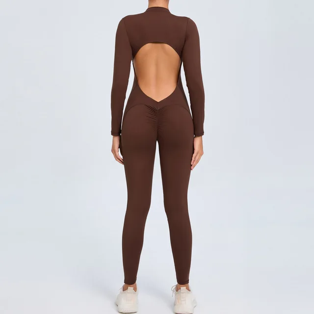 Long Sleeved Backless Bodycon Gym Outfit