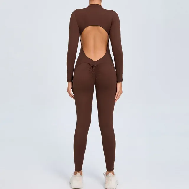 Long Sleeved Backless Bodycon Gym Outfit