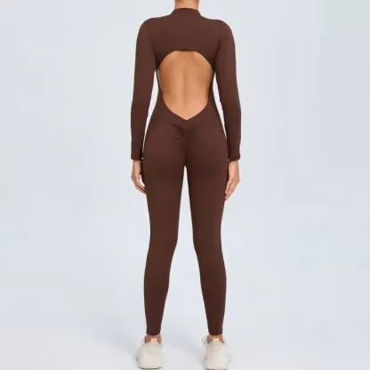 Long Sleeved Backless Bodycon Gym Outfit