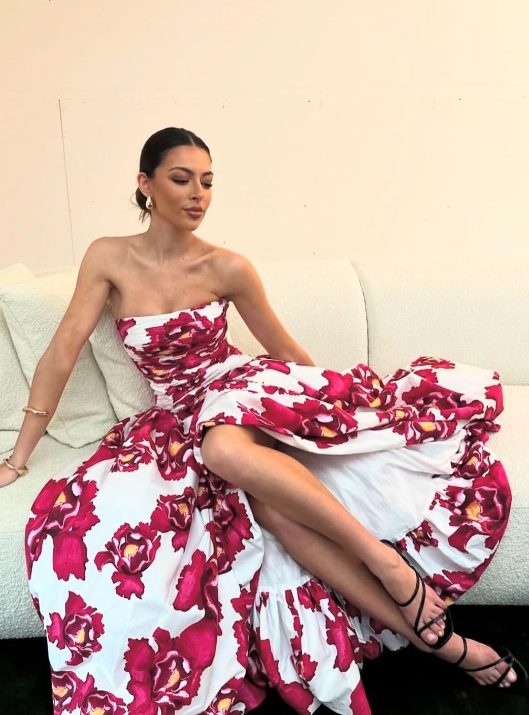 Strapless Printed Pattern Occasion Gown Maxi Dress