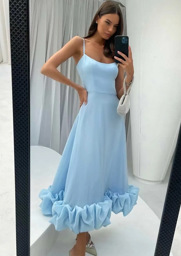 Ruffle Hem Elegant Maxi Dress