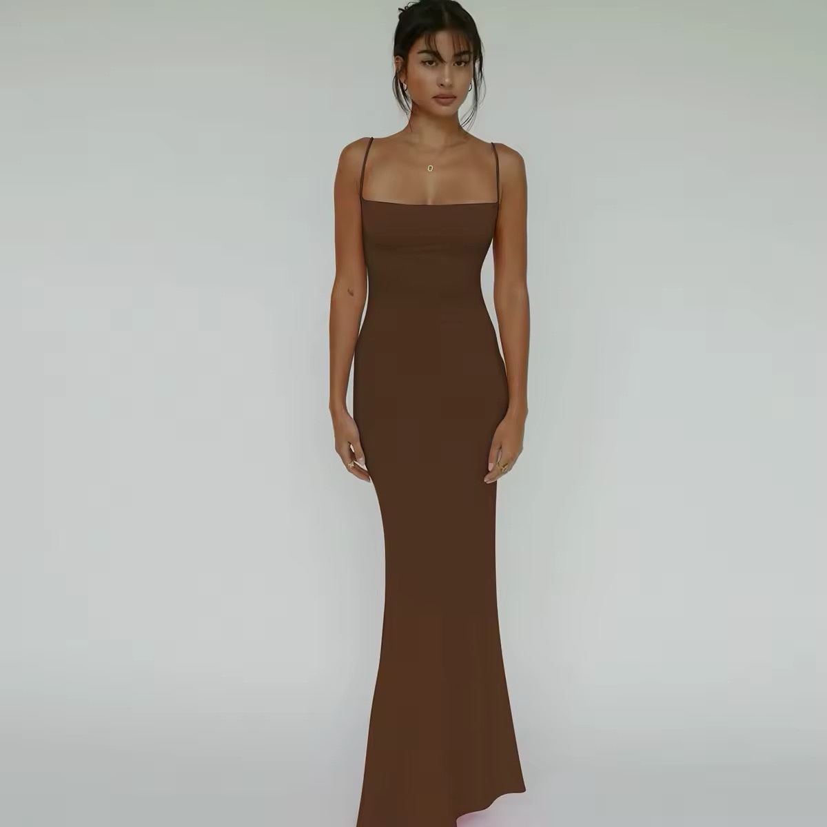 Sleeveless Spaghetti Strap Bodycon Maxi Dress