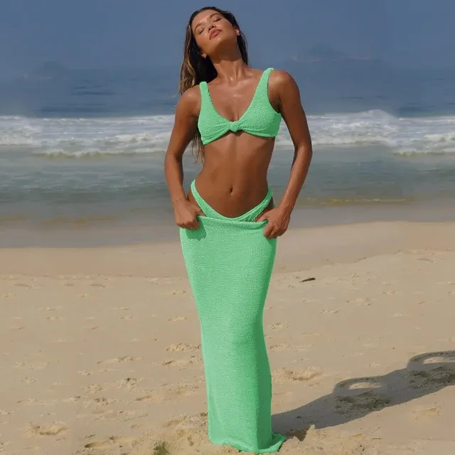 Bikini Set With Beach Skirt Cover-up
