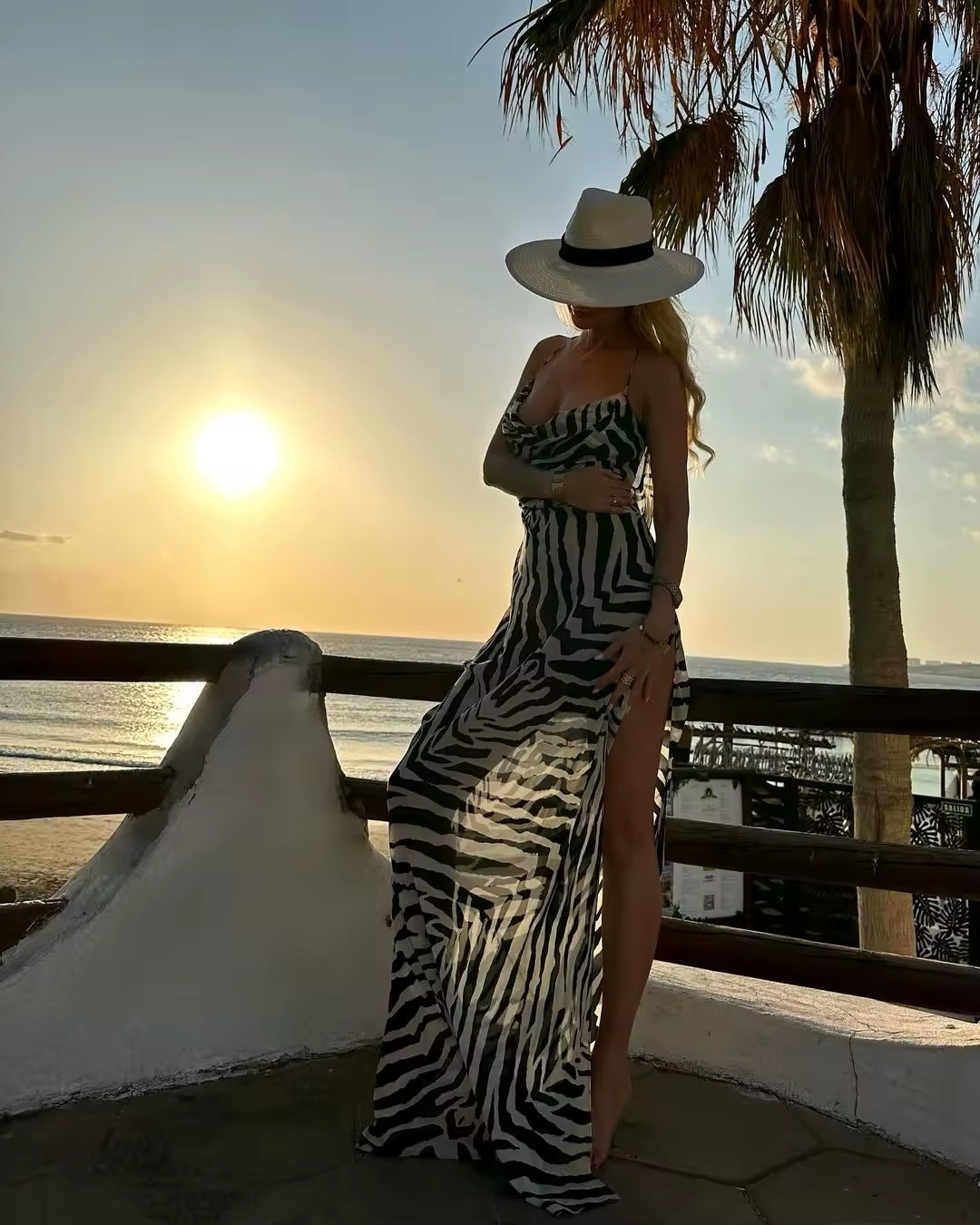 Zebra Print Sleeveless Summer Vacation Maxi Dress