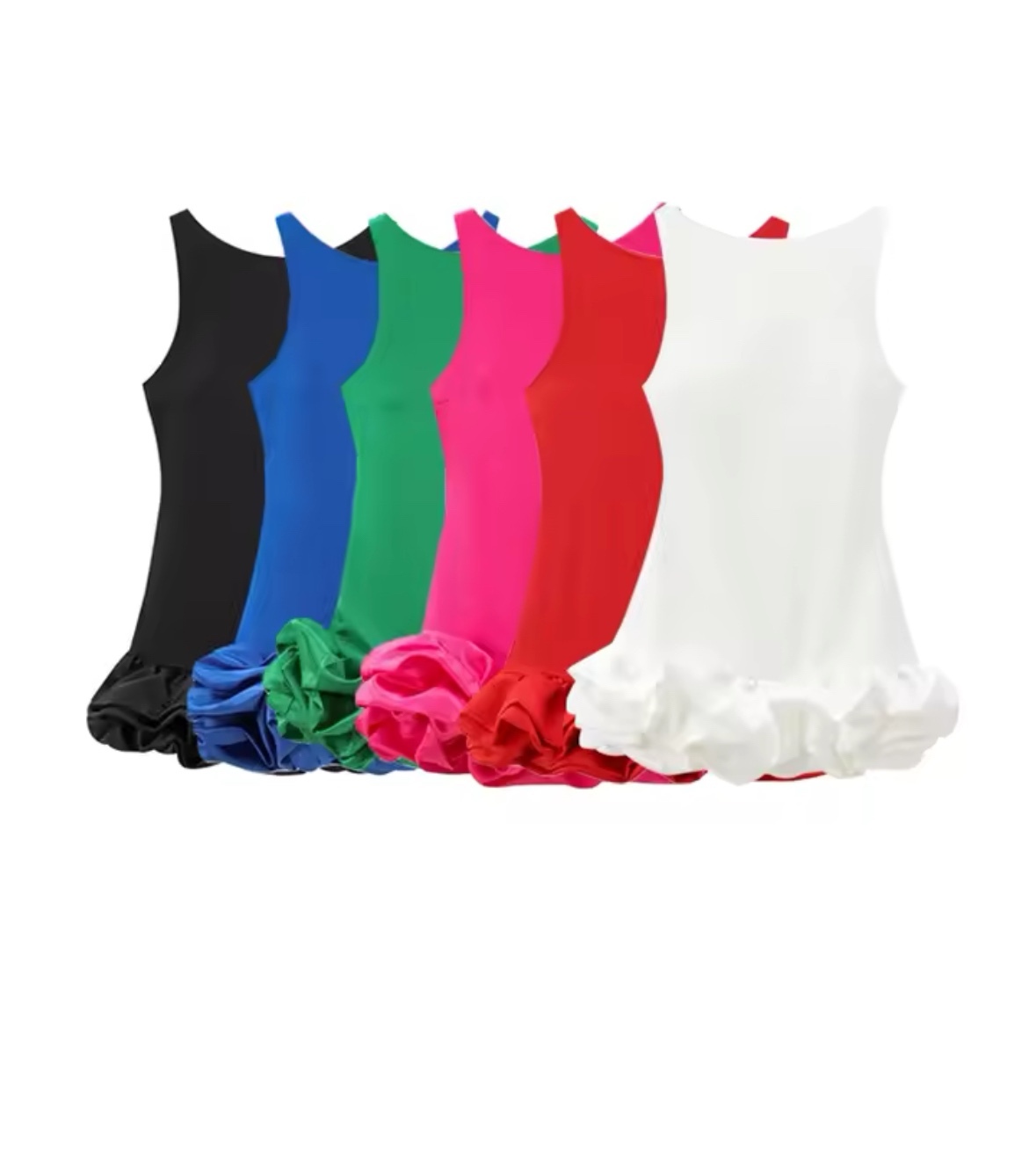 Bubble Hem Ruffle Sleeveless Mini Dress With Built in Shorts