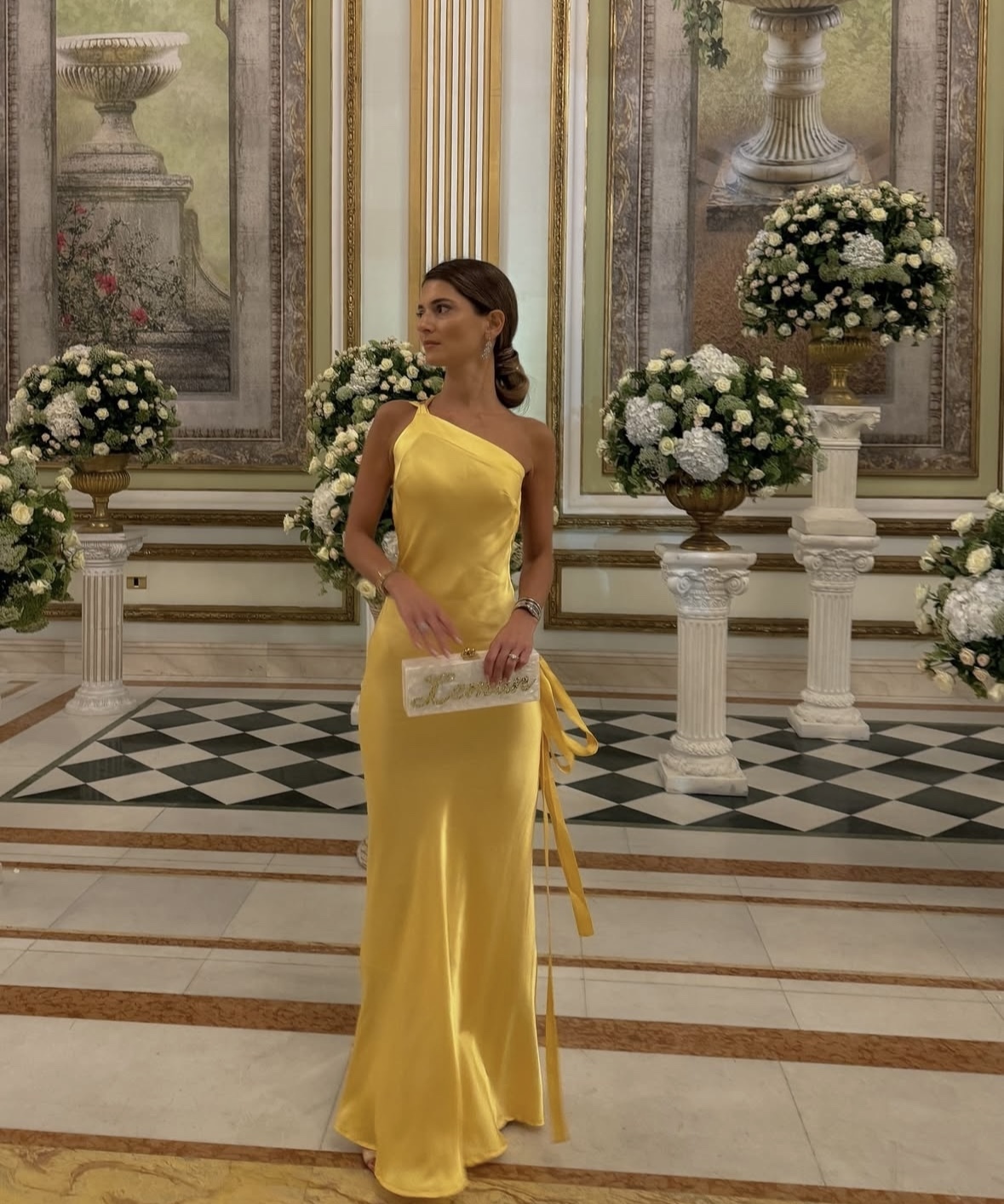 Yellow Open Back One Shoulder Backless Maxi Dress
