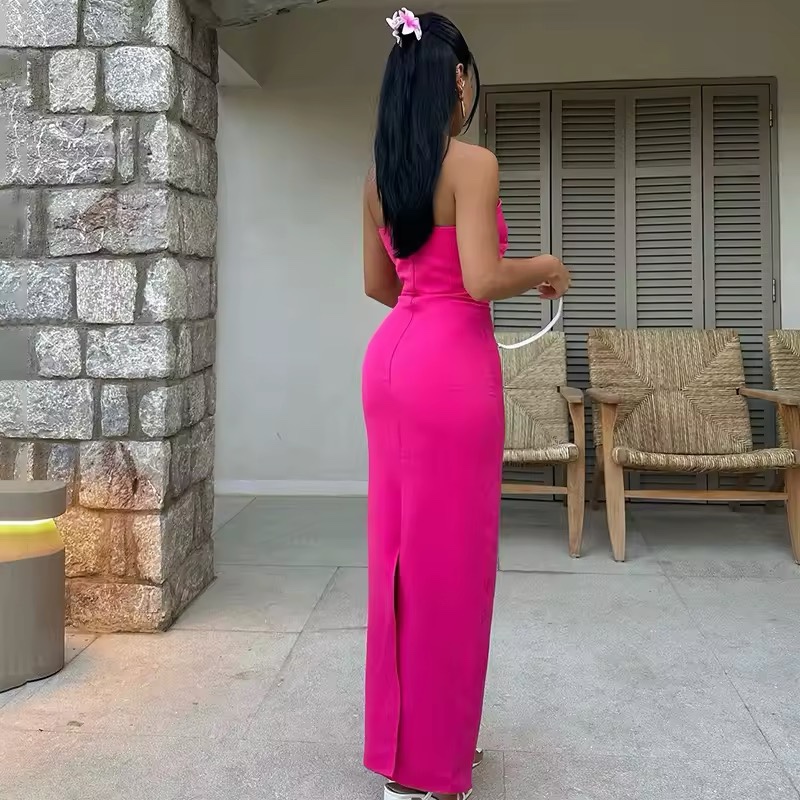Strapless Bow Bodycon Long Maxi Dress
