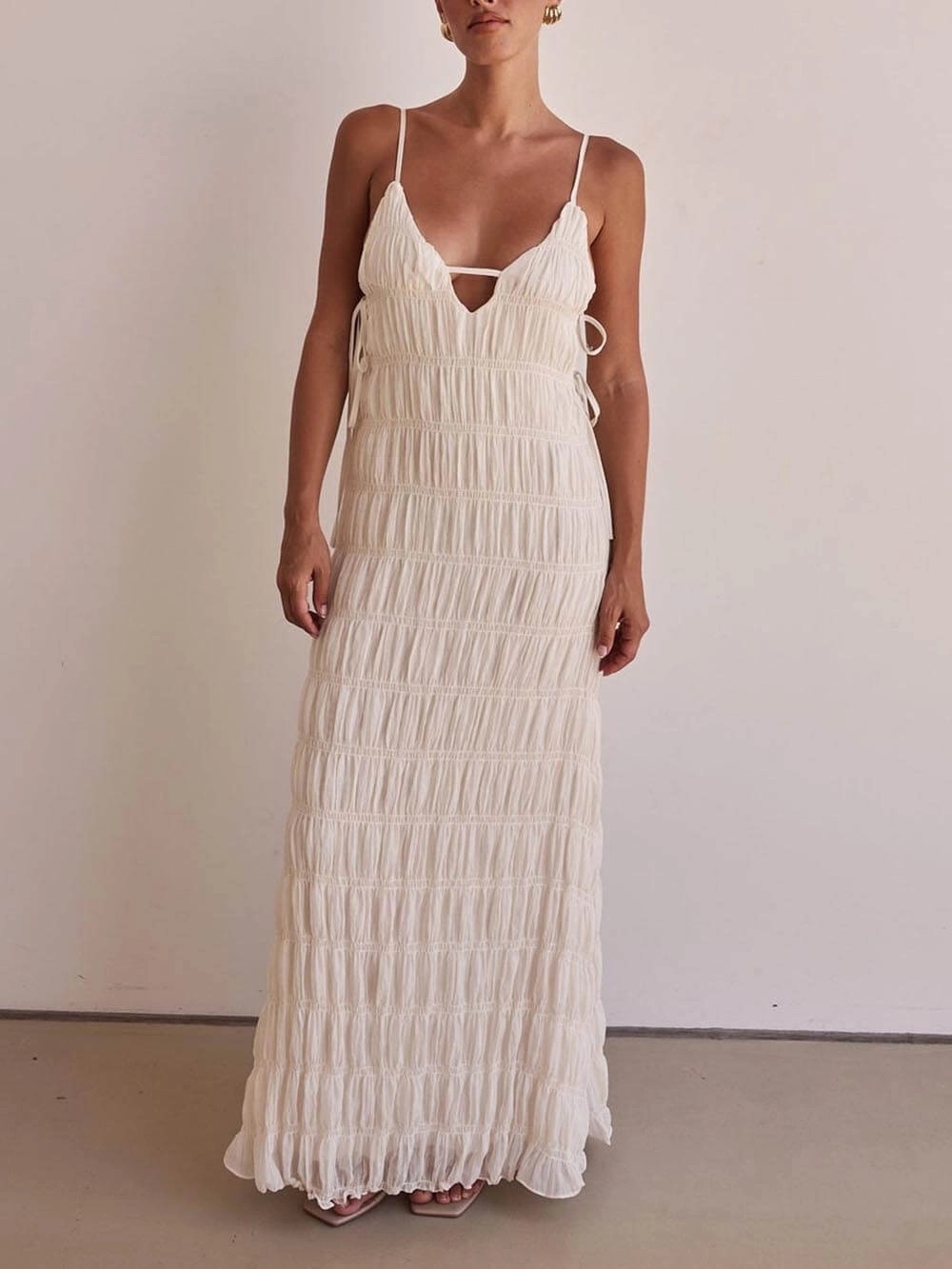 Sleeveless V Neck A Line Maxi Dress