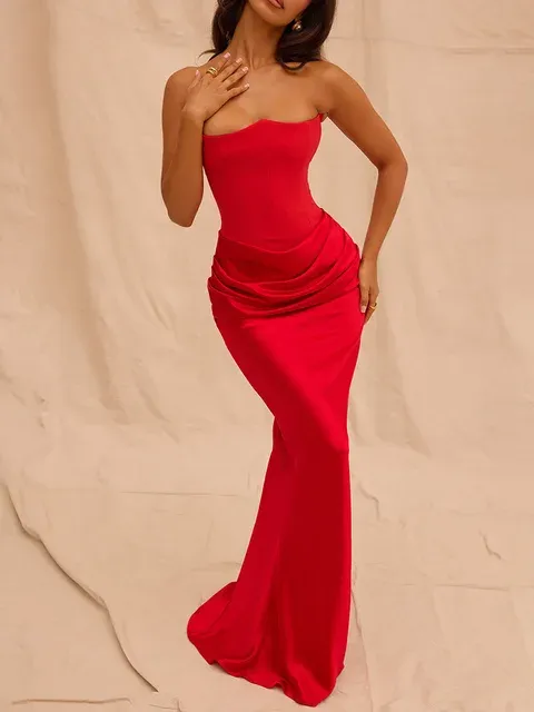 Strapless Ruched Bodycon Occasion Formal Dress