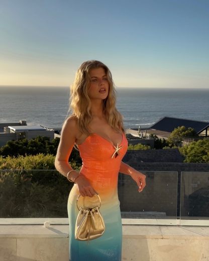 Gradient Color Holiday Vacation Bodycon Summer Maxi Dress