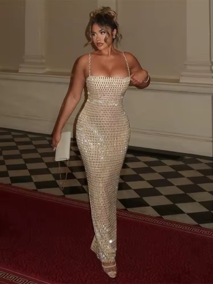 Sequin Glitter Bodycon Party Maxi Dress