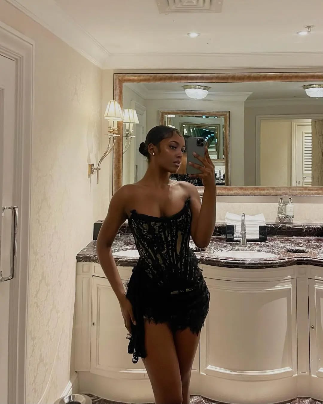 Lace Corset Detail Draped Mini Dress