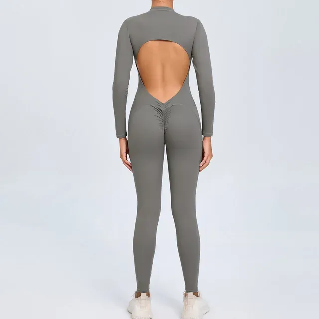 Long Sleeved Backless Bodycon Gym Outfit