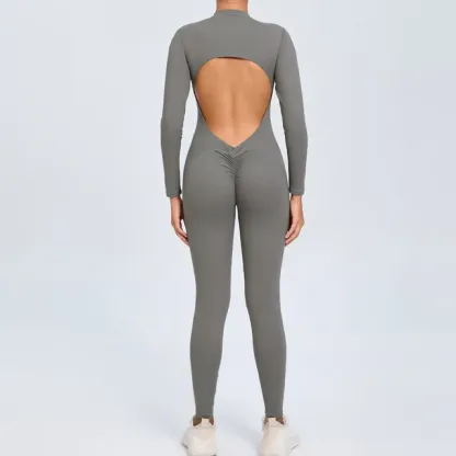 Long Sleeved Backless Bodycon Gym Outfit