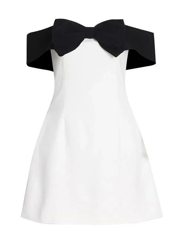 Off Shoulder Bow Bodycon Mini Dress