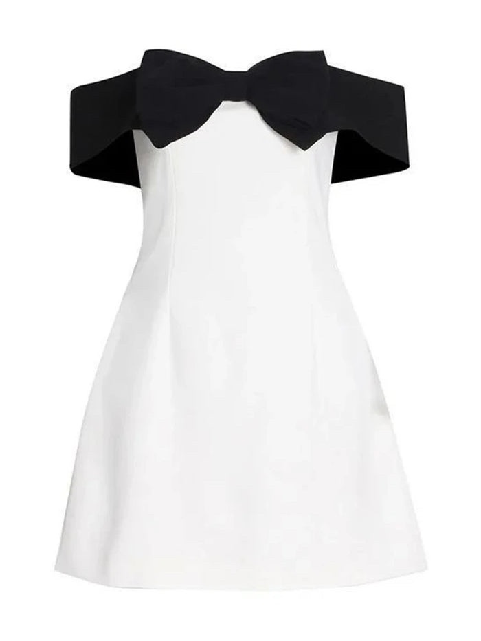 Off Shoulder Bow Bodycon Mini Dress