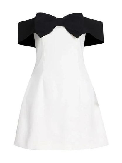 Off Shoulder Bow Bodycon Mini Dress
