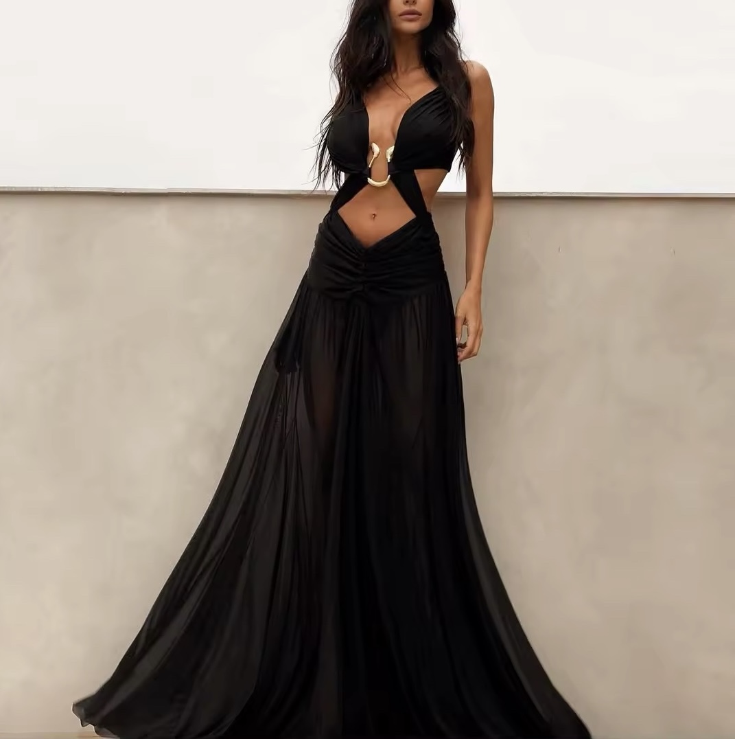 Cut Out Sleeveless Summer Vacatiom Holiday Maxi Dress