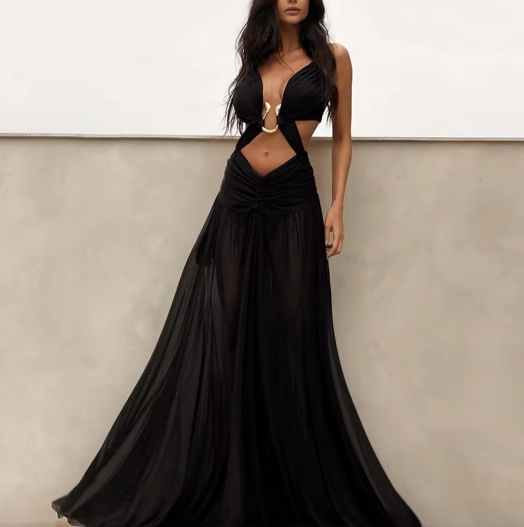 Cut Out Sleeveless Summer Vacatiom Holiday Maxi Dress