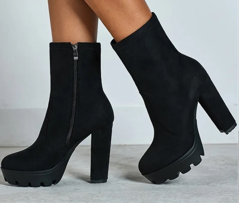 High Heel Ankle Platform Boots
