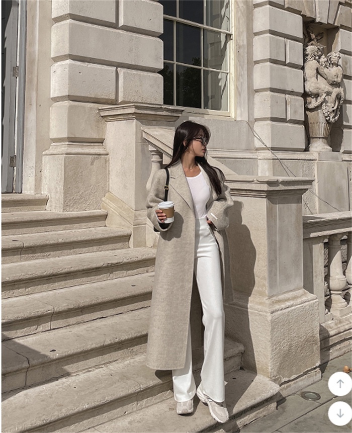 Long Sleeve Turn Collar Ankle Length Coat