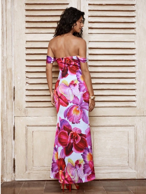Floral Off Shoulder Vacation Maxi Dress