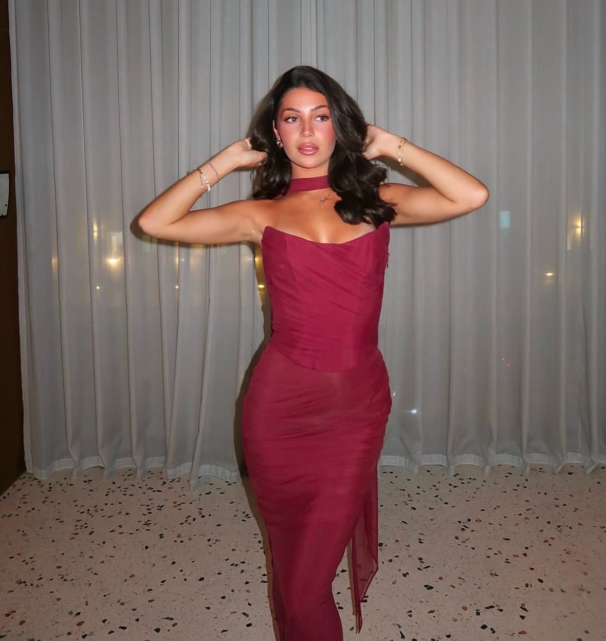 Burgundy Strapless Bodycon Long Elegant Maxi Dress