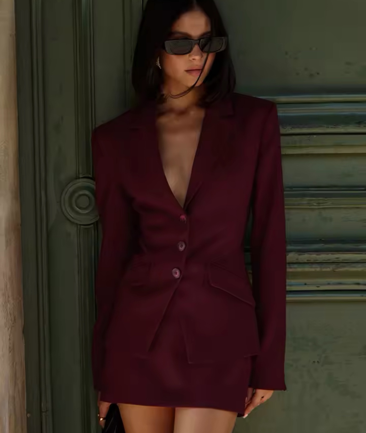 Elegant Blazer Long Sleeve & Mini Skirt Set