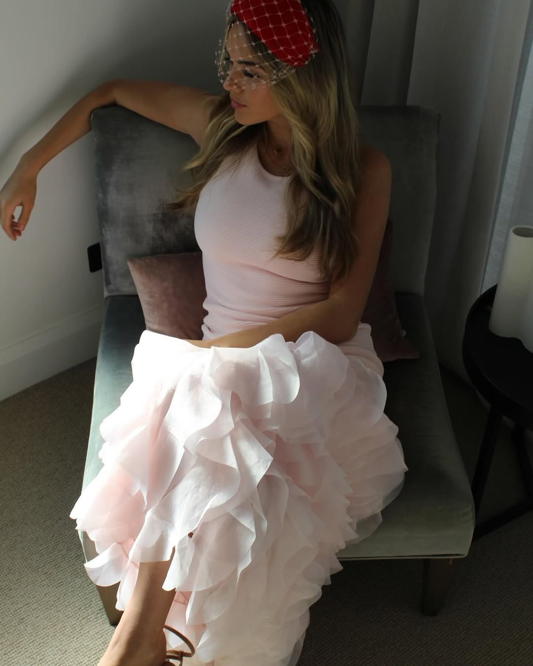 Pink Ruffle Hem Sleeveless Bodycon Maxi Dress