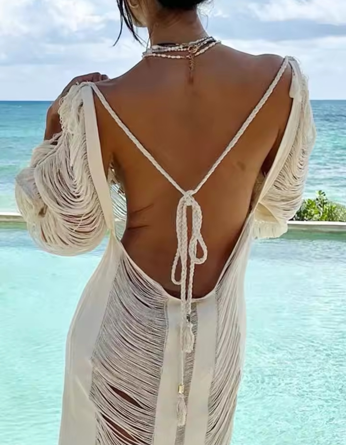 Open Back Summer Beach Crochet Backless Cover Up Dress