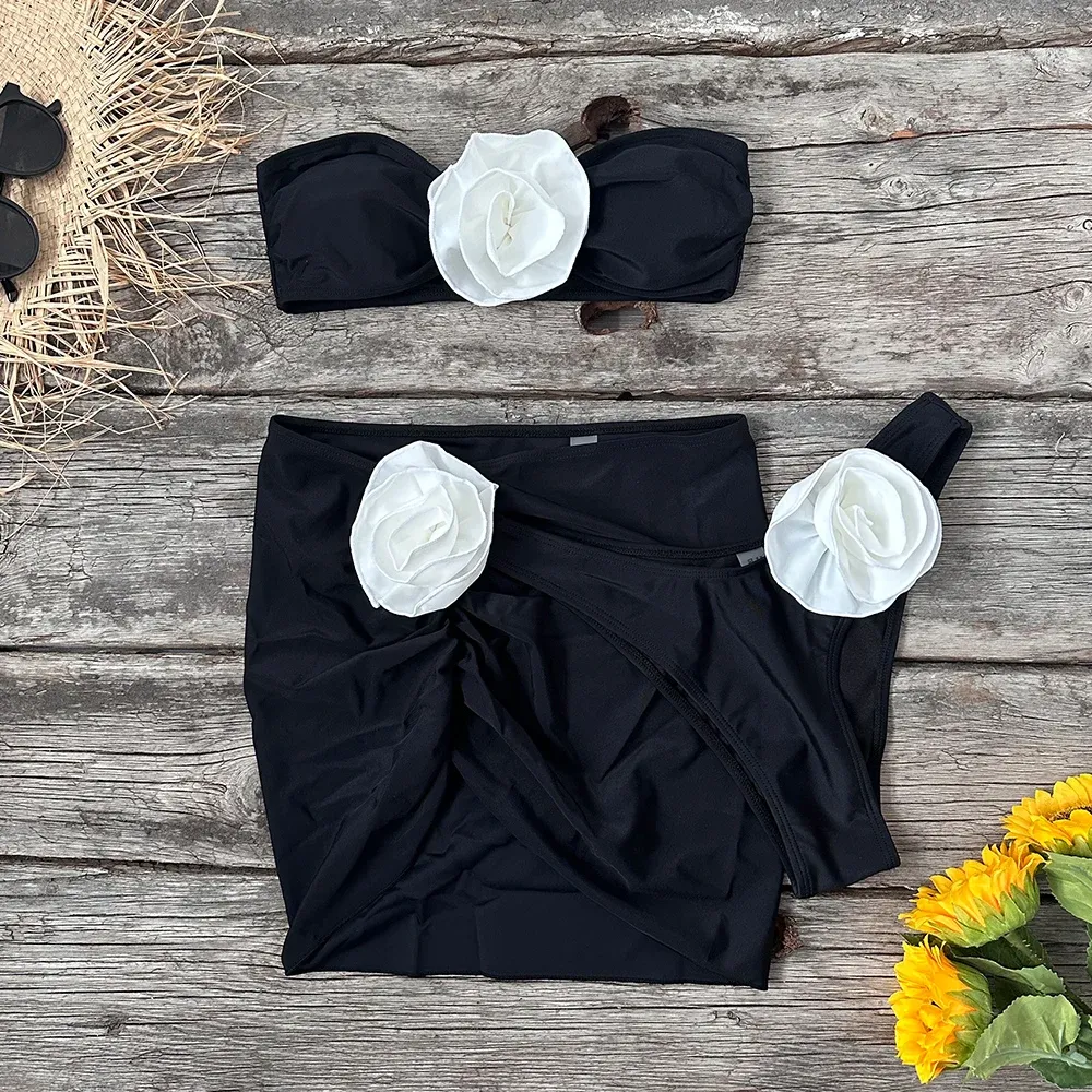 3D Floral Three Piece Bikini set