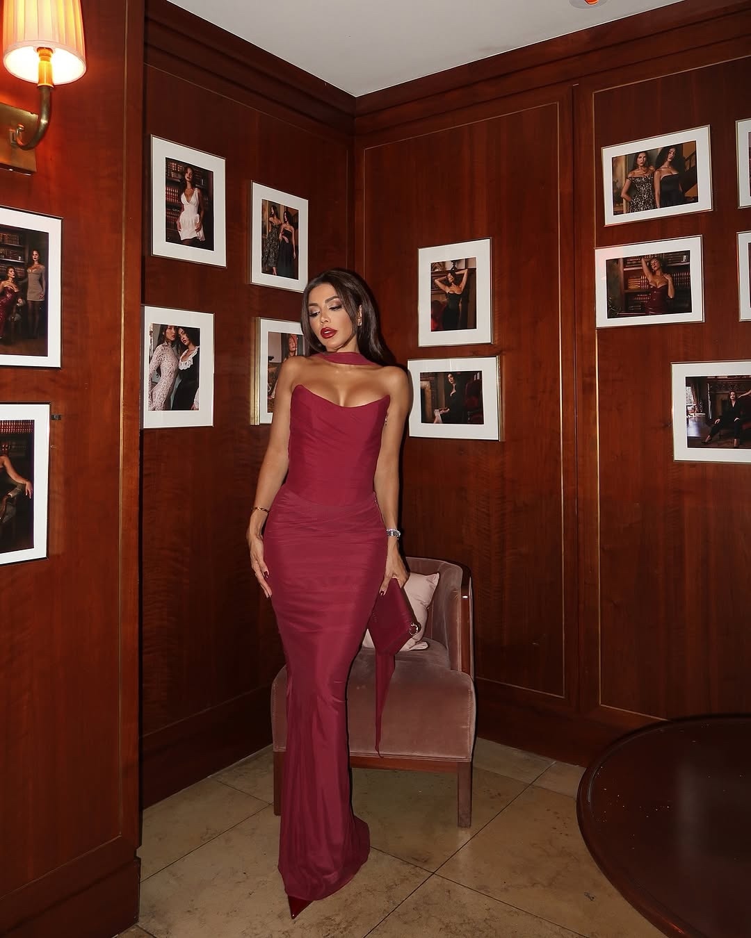 Burgundy Strapless Bodycon Long Elegant Maxi Dress