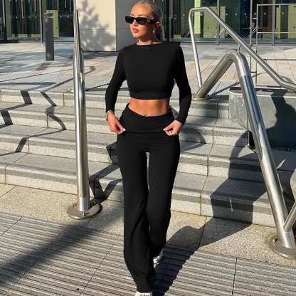 Long Sleeve Crop Top & Trousers Co-ord