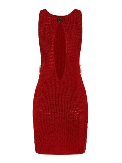 Crochet Sleeveless Cut Out Beach Summer Mini Dress