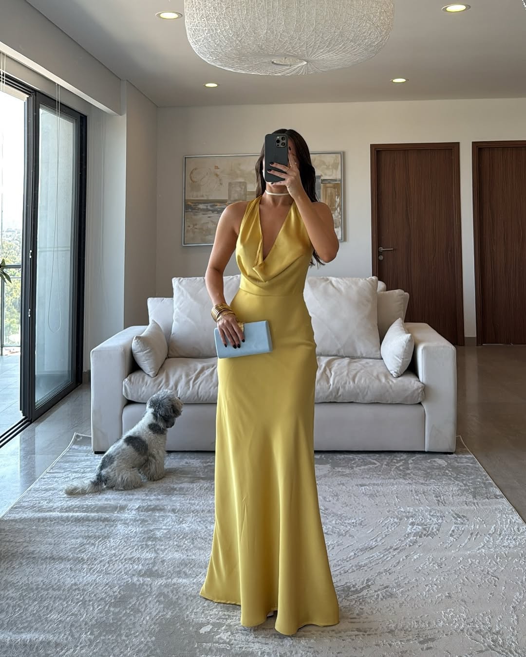 Draping Scoop Neck Halter Formal Maxi Dress