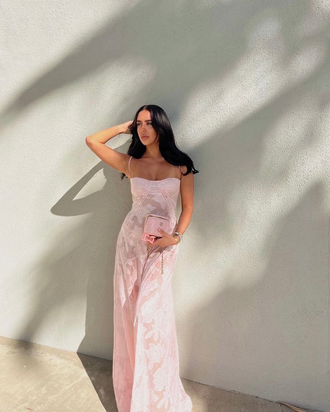 Pink Patterned Floral Sleeveless Summer Maxi Dress