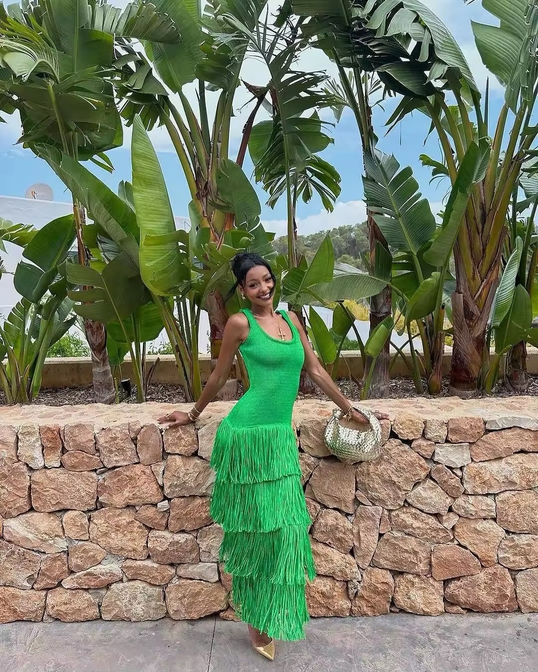 Tassel Sleeveless Bodycon Summer Vacation Holiday Maxi Dress
