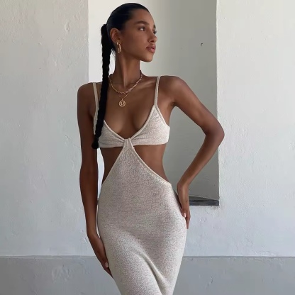 Sleeveless Cut Out Summer Holiday Bodycon Open Backless Maxi Dress