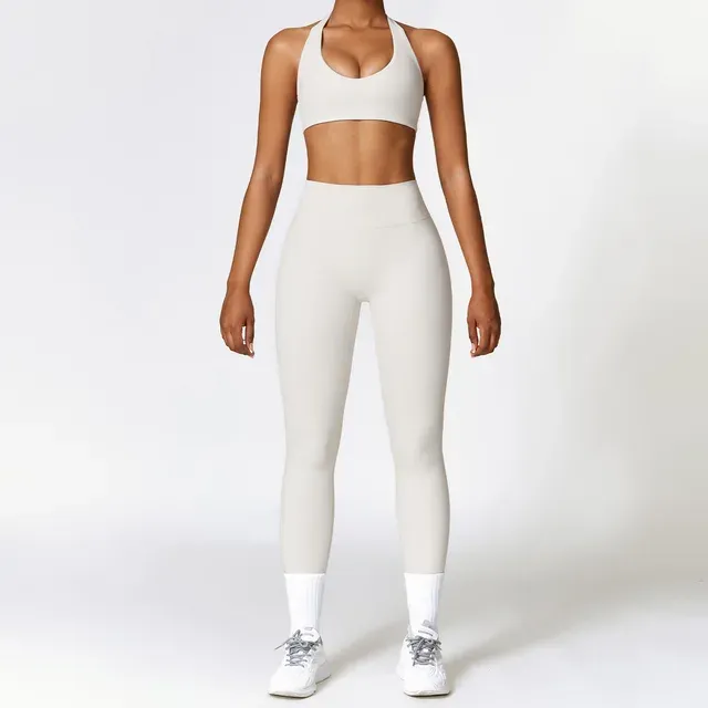 Seamless High Waist Leggings Sports Bra Gym Outfit