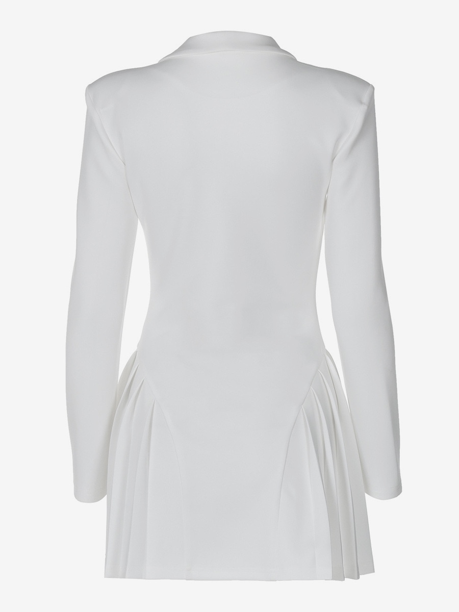 Elegant V Neck Button Up Long Sleeve Mini Dress