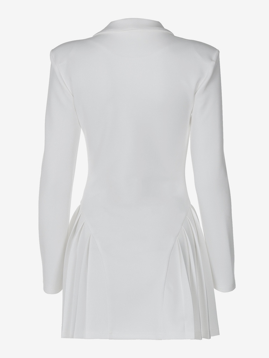 Elegant V Neck Button Up Long Sleeve Mini Dress