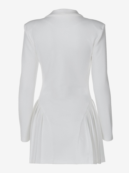 Elegant V Neck Button Up Long Sleeve Mini Dress