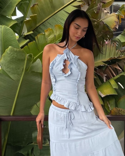 Halter Ruffle Sleeveless Summer Top