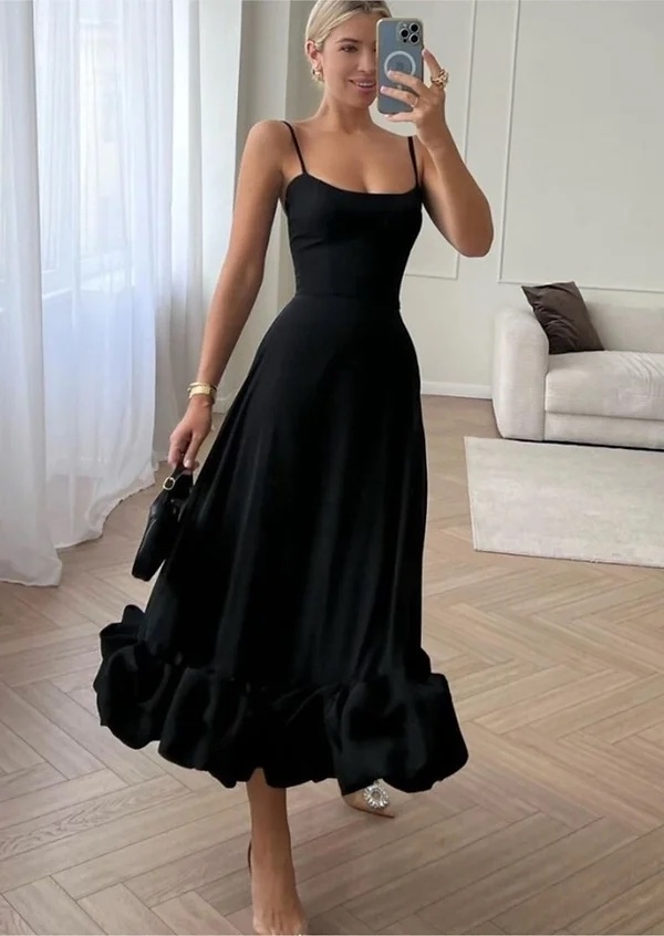 Ruffle Hem Elegant Maxi Dress