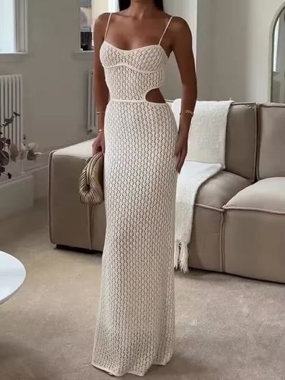 Crochet Beach Summer Sleeveless Backless Maxi Dress