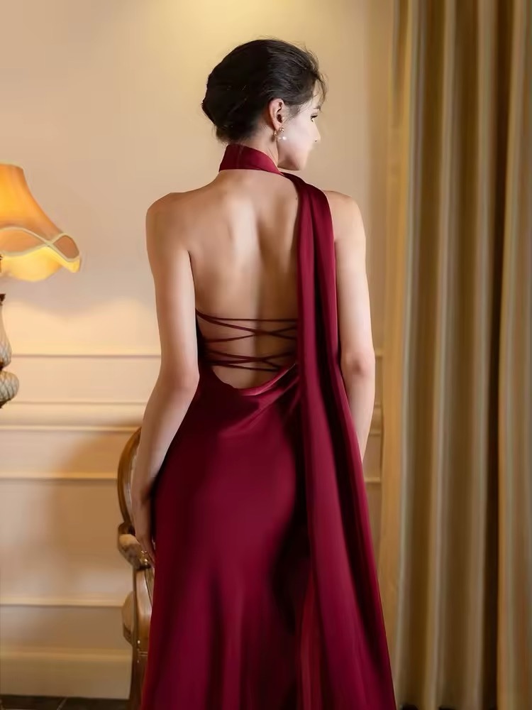 Halter Sleeveless Backless Occasion Maxi Dress