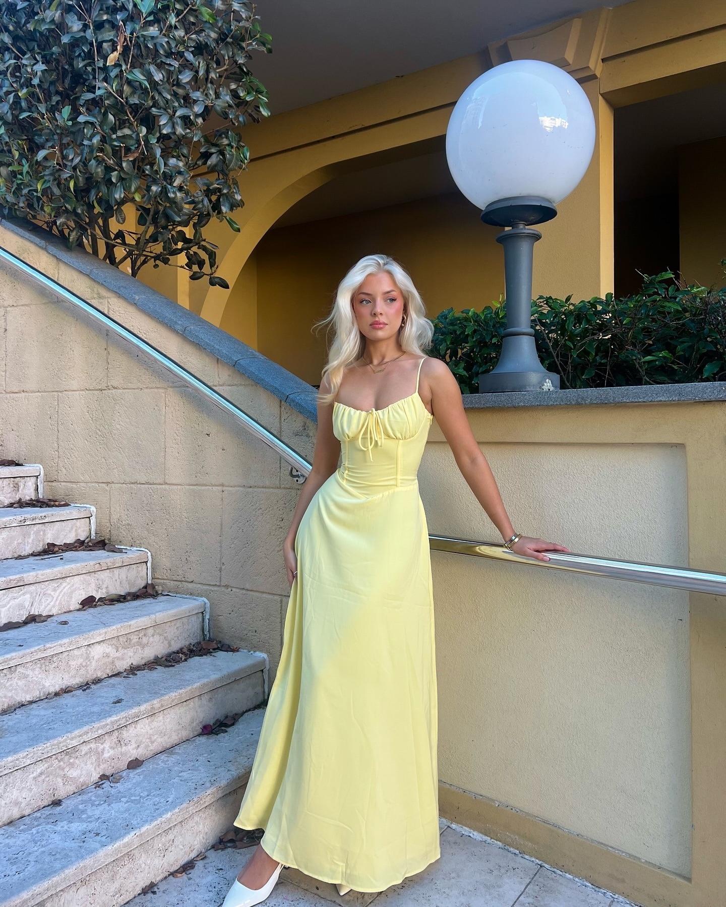 Yellow Spaghetti Strap Summer Holiday Vacation A Line Maxi Dress