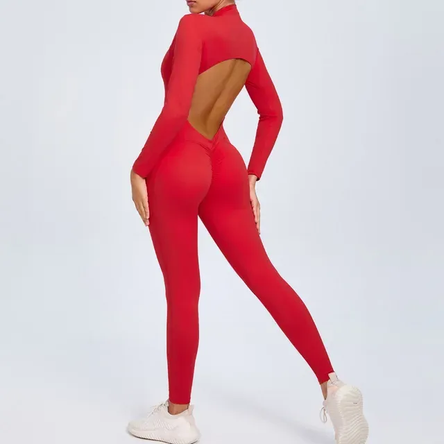 Long Sleeved Backless Bodycon Gym Outfit